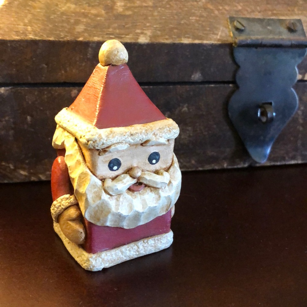 Vintage Primitive Hand Painted Alphabet Block Santa